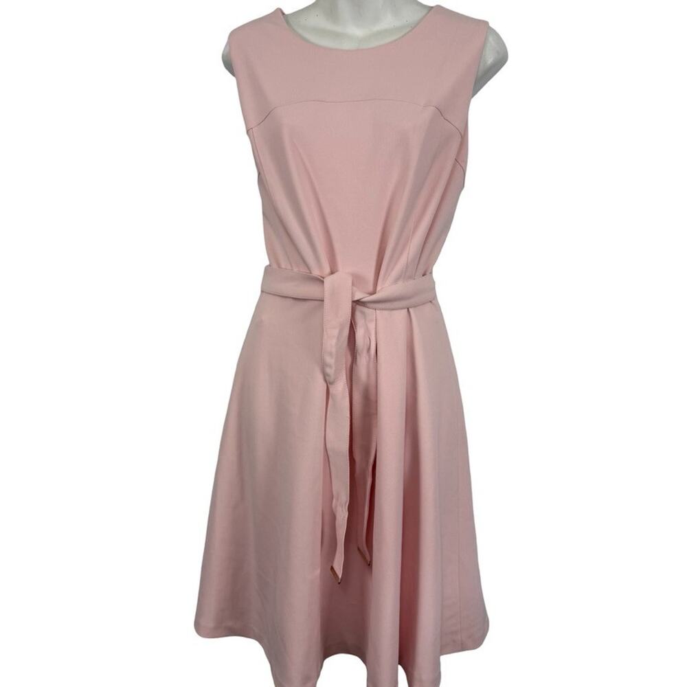 Tommy Hilfiger Womens Light Pink Tie Front Sleeveless Skater Dress Stretch sz 14